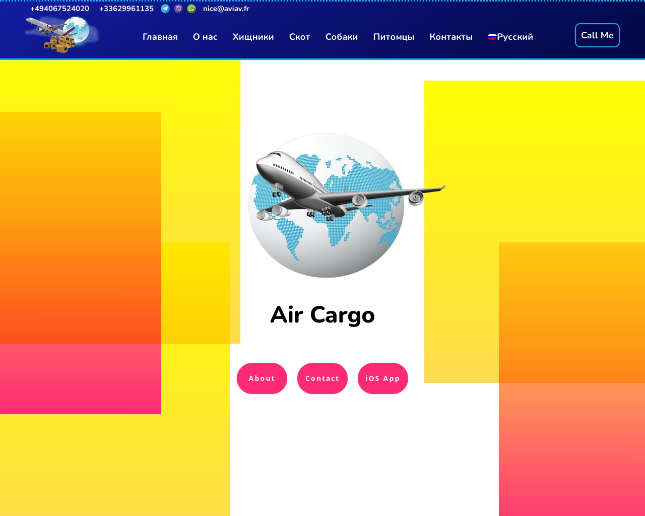 Изображение скриншота сайта - Авиаперевозки грузов от Cofrance SARL
